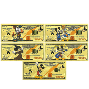 Banconota Moderna in Lamina d'Oro a Tema Topolino e Amici - Carta da Collezione Bifacciale da $<span class=keywords><strong>100</strong></span> per Regali di Natale e Compleanno - Product Image 1