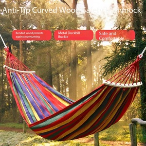 <span class=keywords><strong>Hamac</strong></span> portable en toile avec barre de maintien incurvée en <span class=keywords><strong>bois</strong></span> anti-chute pour le camping, la plage, le jardin et la détente en plein air - Product Image 2