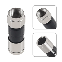 Conectores de compresión RG6 Conector tipo F RG6 Coaxial Conexión de compresión coaxial Conexión impermeable Negro