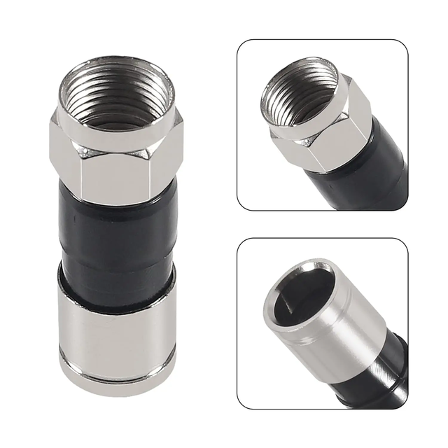 RG6 Compression Connectors RG6 F Type Connector Coax Coaxial Compression Fitting Waterproof Connection Black