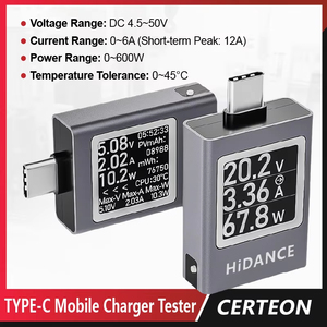 USB-C 전력 측정기 PD3.1 600W 고속 충전 케이블 분석기 4.5-50V 0-6A 전압 전류 테스터 - Product Image 2
