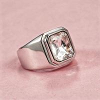 Bague en acier inoxydable et titane avec pierre précieuse colorée à finition brillante pour homme
