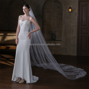 Voile de mariée long en dentelle YM202 1T, voile de mariée cathédrale avec peigne, accessoires de mariage - Product Image 4