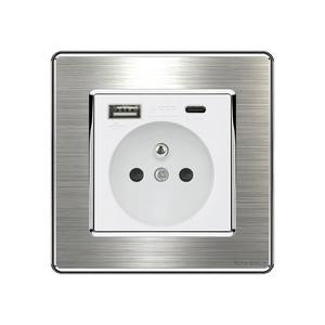 Prise murale encastrée en acier inoxydable, norme israélienne et russe, prise murale italienne non mise à la terre - Product Image 5