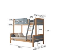 Meilleure vente Lit double en bois superposé en bois pour enfants avec escalier et bibliothèque Design moderne multifonctionnel
