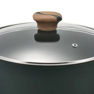 食品誘導ベークライト/木製焦げ付き防止キッチンツール調理鍋用の高品質24CM2PCSアルミニウム調理鍋セットキャセロール