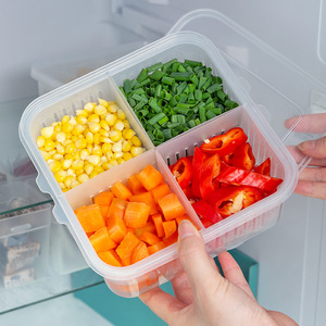 Food <b>Storage</b> <b>Box</b> 4 Compartment <b>With</b> <b>Lid</b> Rectangle Divided For Kitchen Use - Product Image 1
