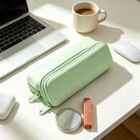 Étui de rangement portable en silicone avec fermeture éclair, sac de voyage grande capacité pour crayons et pinceaux de maquillage