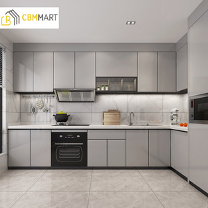 Cbmmmart sơn mài trắng hiện đại tủ bếp tùy chỉnh tủ bếp với đá cẩm thạch Countertop lưu trữ nhà bếp giá - Product Image 5