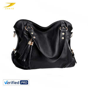 <span class=keywords><strong>Sac</strong></span> à bandoulière JANYO personnalisé de haute qualité pour femme en cuir PU <span class=keywords><strong>noir</strong></span> souple avec détail pompon, grande capacité, <span class=keywords><strong>sac</strong></span> <span class=keywords><strong>hobo</strong></span> décontracté - Product Image 1