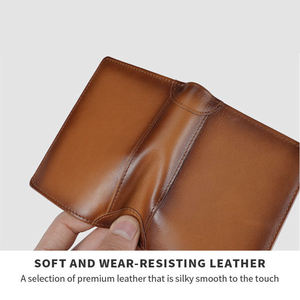 AndoBag RFID Block Short <b>Wallet</b> for Men Retro Genuine Cow <b>Leather</b> Man Card Holder Zipper Coin Purse 3089 - Product Image 4