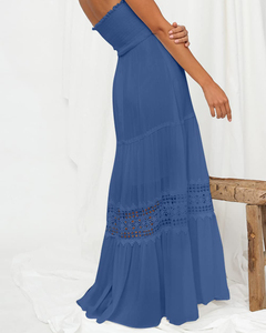 Abito Lungo da Donna Senza Spalline con Volant a Strati Stile Boho per Spiaggia e Feste Leggero Estivo Casual per Vacanze e Serate - Product Image 3