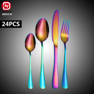24 Pcs Luxury Stainless Steel <b>Spoon</b> <b>Fork</b> <b>Set</b> High Quality Modern Nordic Style Wedding Flatware with Mirror Polish - Product Image 4