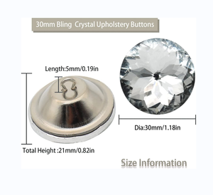 25Mm Rhinestone Tinh Thể Nút Rõ Ràng Tuftingbuttons Bọc Nút Với Kim Loại Vòng Nút Cho May Sofa Giường Đầu Giường - Product Image 6