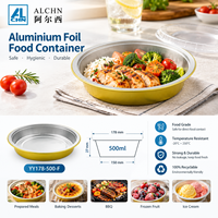 ALCHN Plat à sauce rond en aluminium avec couvercle en plastique, récipient jetable, compatible four, recyclable, qualité alimentaire PET