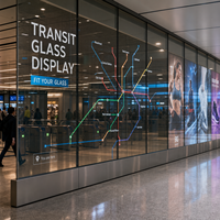 Pantalla LED Transparente de Gran Formato para Estaciones de Metro, Exhibición en Vidrio de Comercios, Panel Completo de Vidrio para Ventanas