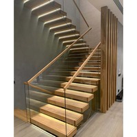 CBMMart prix d'usine lumières LED escaliers Mono Stringer droite ouverte Riser escalier flottant kits d'escalier