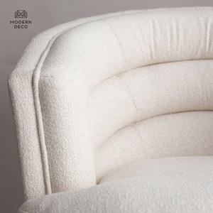 Fauteuil pivotant en velours bouclé, confortable et moelleux, pour se détendre - Product Image 5