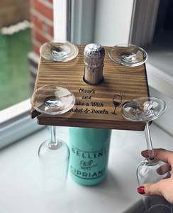 Mayordomo de vino personalizado, regalo de degustación personalizado, bolso de madera para vino, regalo para amantes, soporte de cristal, carro de botella de vino - Product Image 5