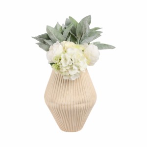 Vaso in ceramica asimmetrico con texture a coste per l'arredamento del soggiorno, vaso moderno per fiori per la casa e la camera da letto - Product Image 2
