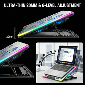 <span class=keywords><strong>Refroidisseur</strong></span> d'ordinateur <span class=keywords><strong>portable</strong></span> en métal Jetion à cinq ventilateurs, écran LCD, éclairage RVB, support ergonomique multi-angles, pour ordinateurs portables de <span class=keywords><strong>18</strong></span> <span class=keywords><strong>pouces</strong></span>, PJT-NCL2092, en stock - Product Image 6