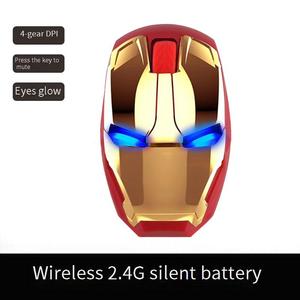Mini ratón inalámbrico para juegos Iron Man, ratón de ordenador ajustable para diestros con clic silencioso 800/1200/1600/2400DPI - Product Image 6