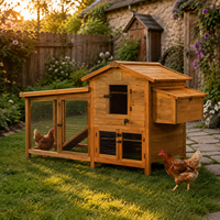 Poulailler en bois massif de haute qualité, imperméable et respirant, de grande taille, en forme de maison, avec plateau en plastique pour poules pondeuses