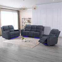 Canapé inclinable électrique moderne HOMERS 321, revêtement en microfibre, avec éclairage LED pour salon