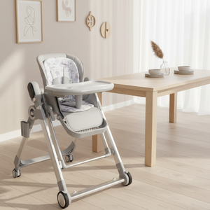 Chaise haute 3-en-1 avec plateau double couche, roues silencieuses universelles, hauteur réglable, 6 positions, coussin en coton élargi, ceinture de sécurité - Product Image 1