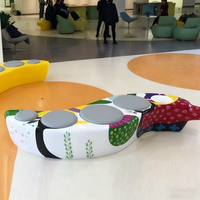 Chaise Moderne en FRP en Forme de Bonbon, Siège Multifonctionnel avec Jardinière, Imperméable, Moulée en une seule pièce, Pliable/Coupable, Décorative pour Centres Commerciaux et Hôtels