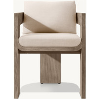 Meubles de restaurant de patio Chaise design à jambes larges Table en bois massif Ensemble de repas d'extérieur en teck