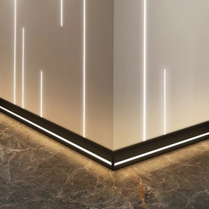 Perfil LED de Aluminio Moderno de 80 mm, Rodapié Antirrayaduras <span class=keywords><strong>para</strong></span> Apartamento, Cocina, Hotel, <span class=keywords><strong>Baño</strong></span>, Color Negro - Product Image 2