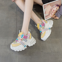 Женские кроссовки на платформе в стиле Dad Shoes, коллекция Осень 2026, на толстой подошве, из микрофибры, с цветовыми блоками, увеличивающие рост, повседневные, стильные