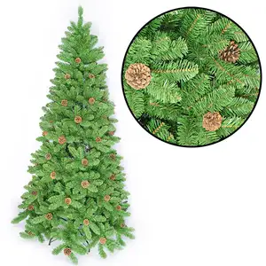 Di alta qualità PVC natale di lusso decorazione per interni all'aperto fornitura di fabbrica 5FT 6FT 7FT 8FT albero di natale verde con supporto in metallo