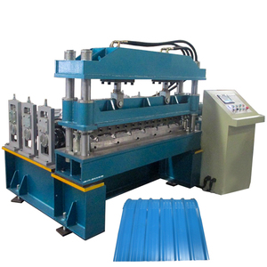 Automatische hydraulische gebogene verzinkte Farb crimp walzen form maschine China Hersteller für Metall fliesen herstellungs maschinen - Product Image 1