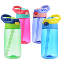 Botella de agua de plástico para niños, botella portátil duradera ecológica de 480ml para deportes al aire libre