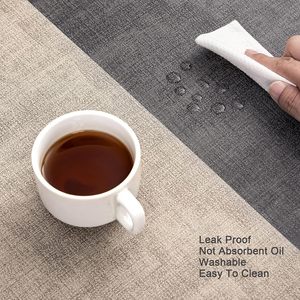 Myir JUN Dual Sided Faux Leather Square <strong>Placemats</strong> <strong>Set</strong> <strong>of</strong> <strong>6</strong> Non-Slip &amp; Washable (Gray Beige) Indoor/Outdoor Use - Product Image 3
