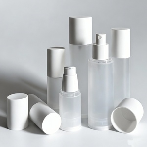 En stock – Flacon pompe sans air en <span class=keywords><strong>plastique</strong></span> PP dépoli pour cosmétiques, 100 ml et 50 ml, avec couvercle blanc - Product Image 6