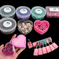 50 pièces de fraises à ongles en forme de cœur, bande abrasive avec # Bandes de ponçage pour ongles en gel, 80, 150, 240 grains, pour retirer le vernis à ongles, mini bandes de ponçage pour ongles