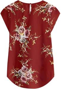 Blusa de Verano con Estampado Floral, Cuello Redondo, Estilo Retro, Manga Corta para Mujer - Product Image 5