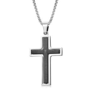 Trendy rotating cross necklace with prayer beads, made of <b>titanium</b> steel, featuring a unique design and unisex style. (Instagram - Product Image 5