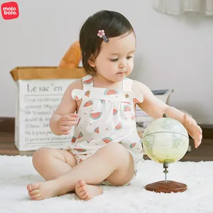 Yaz bebek tulum % 100% pamuk kolsuz bebek bebek giyim sevimli organik pamuk yenidoğan bebek giysileri