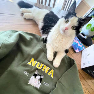 Sudadera con capucha con retrato de mascota bordada personalizada, regalo personalizado del Dí<span class=keywords><strong>a</strong></span> del <span class=keywords><strong>Padre</strong></span> para amantes de las mascotas, invierno, Otoño, tejido desgastado en 3D - Product Image 4