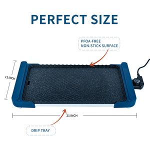 Plancha Eléctrica de 1600W, Antiadherente, con Control Digital de Temperatura de 5 Velocidades, Bandeja Recolectora de Grasa, Protección Contra Sobrecalentamiento, para Uso en Exteriores y en el Hogar - Product Image 6