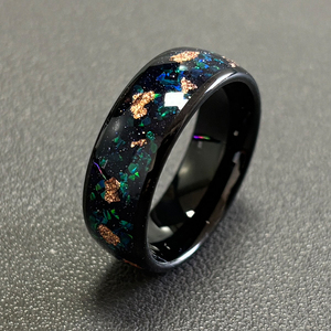 Màu đen đen Garnet Nhẫn nghiền nát màu đỏ ruby Mens Đen tungsten carbide Wedding Band nhẫn Nhẫn Đỏ món quà - Product Image 5