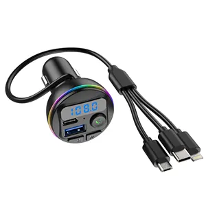 Stereo car mp3 player usb portable music player wireless blue tooth fm transmitter for car with 7 color LED lights
