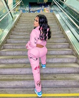 Pull à capuche pour femme, ensemble deux pièces décontracté, tenue de Sport, en velours, lettre imprimée, tendance 2020