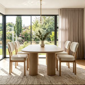 Silla de Comedor Moderna Tapizada en Tela Bouclé con Patas de Madera Maciza, Silla Auxiliar de Cocina, Silla sin Brazos para el Hogar, Muebles de Comedor para Restaurante - Product Image 4