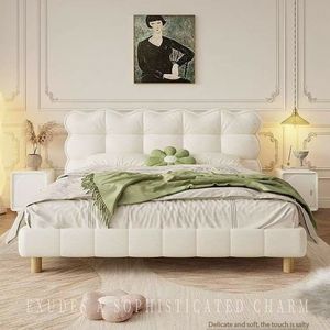 <span class=keywords><strong>Letto</strong></span> Moderno Stile Nuvola Crema, Imbottito, con <span class=keywords><strong>Testiera</strong></span> Morbida Trapuntata, Disponibile nelle Misure Queen e King, per Arredamento Camera da <span class=keywords><strong>Letto</strong></span> - Product Image 4