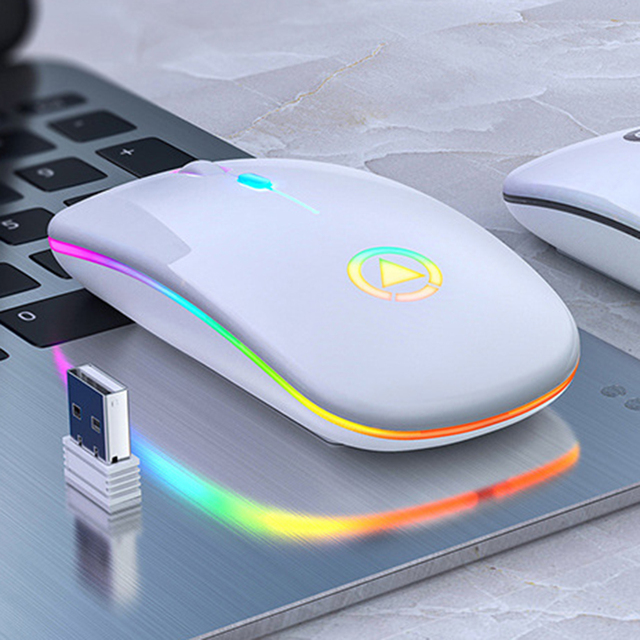Wireless Mouse BT RGB Rechargeable Mice Wireless Computer Silent Mouse LED Backlit Ergonomic Gaming Mouse for Laptop PC